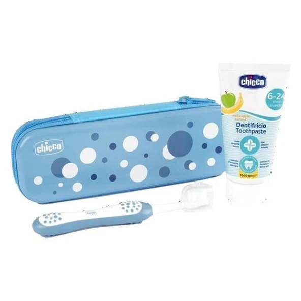 Chicco Junior Diş Fırçası + Diş Macunu Kutulu 6-36m Mavi 120980