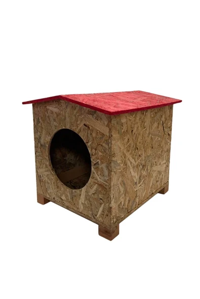 Reyo Kedi Evi Dış Ortam Uygun Ahşap Kedi Evi OSB 39x37x34 cm