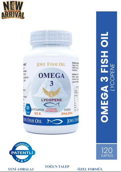 Jove Fish Oil Omega-3 E Vitamini D3 Vitamini Likopen Yüksek Epa Dha 120 Kapsül