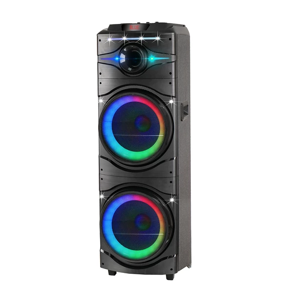 Zore GD-2016 Dijital LED Göstergeli FM Radyolu Mikrofonlu RGB TWS Çift 12 inç Stereo Bass Kablosuz Karaoke Hoparlör - Resim 9