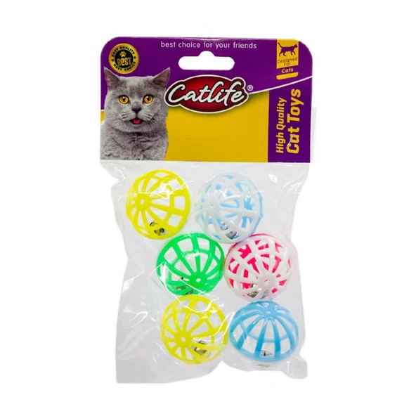 202467 Catlife Plastik Zilli Kedi Oyuncağı 6lı