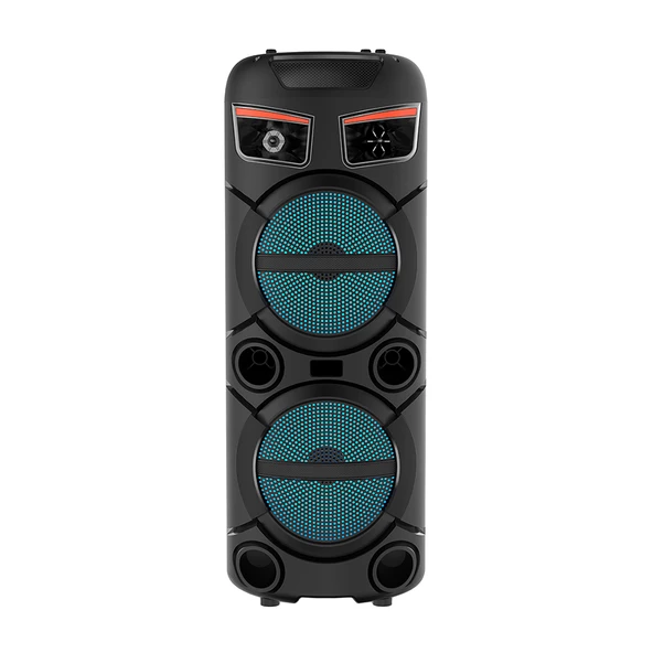 Zore GD-2809 Dijital LED Göstergeli FM Radyolu Mikrofonlu RGB TWS Çift 8 inç Stereo Bass Kablosuz Karaoke Hoparlör - Resim 4