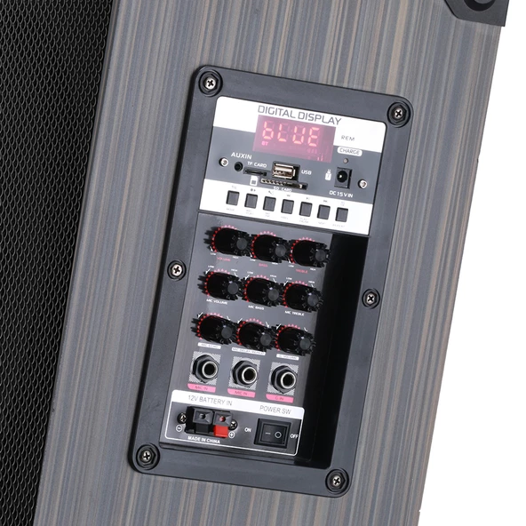 Zore LT-910 Dijital LED Göstergeli FM Radyolu Mikrofonlu Gitar Girişli TWS 10 inç Stereo Bass Kablosuz Karaoke Hoparlör - Resim 10