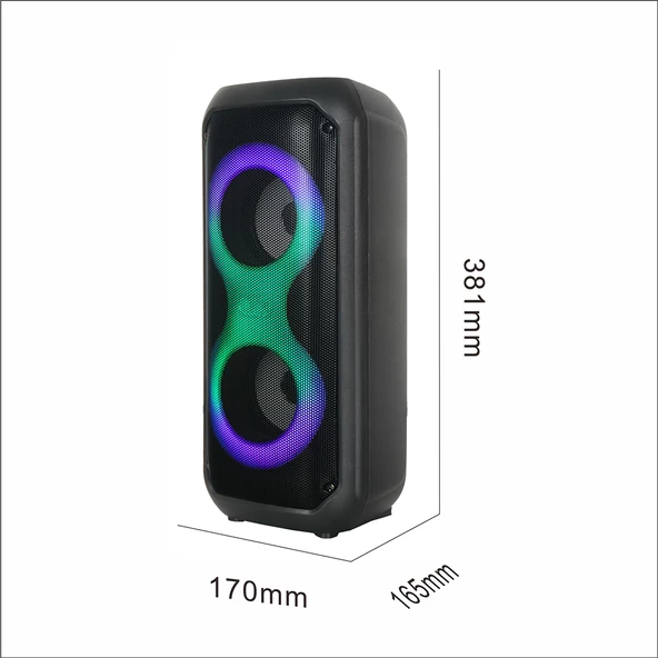 Zore GD-2413 FM Radyolu RGB TWS Çift 4 inç Stereo Bass Kablosuz Hoparlör - Resim 6