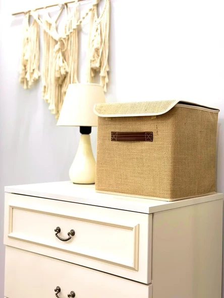 Jüt Kapaklı Dolap Içi Çamaşır Oyuncak Düzenleyici Katlanır Saklama Kutusu 30x30x30 cm - 2
