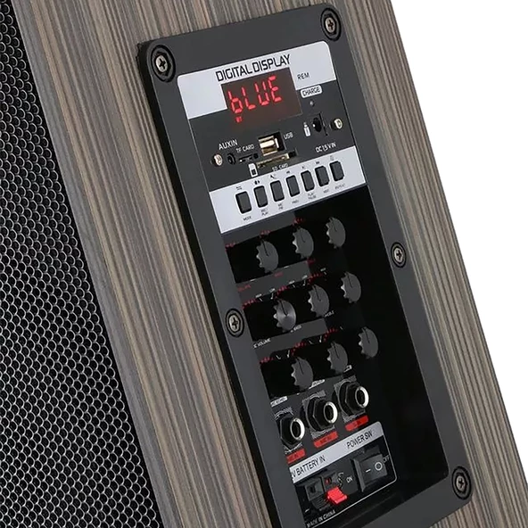 Zore LT-908 Dijital LED Göstergeli FM Radyolu Mikrofonlu TWS 8 inç Stereo Bass Kablosuz Karaoke Hoparlör - Resim 4