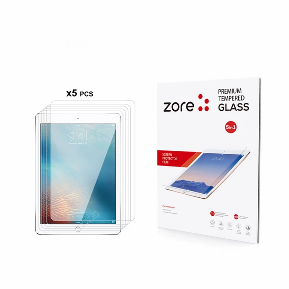 Apple iPad 9.7 2018 (6.Nesil) Zore 5in1 Tablet Temperli Cam Ekran Koruyucu