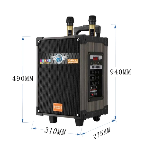 Zore LT-910 Dijital LED Göstergeli FM Radyolu Mikrofonlu Gitar Girişli TWS 10 inç Stereo Bass Kablosuz Karaoke Hoparlör - Resim 11