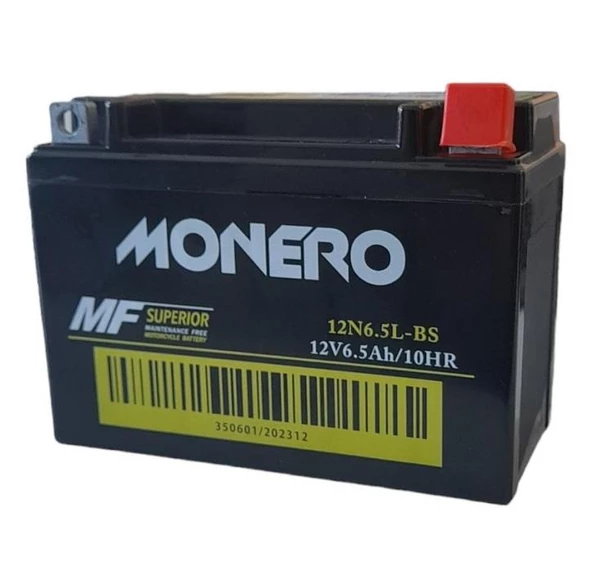 MONERO 12N6.5L  6,5AMPER MOTOSİKLET AKÜ 5'Lİ SET EBATLAR: 138x65x100mm - 2