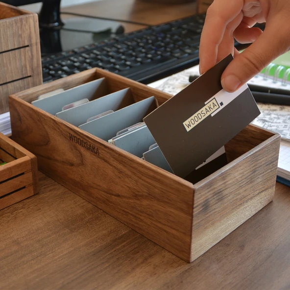 Woodsaka Gobi Kartvizit Organizer - Ceviz - 4