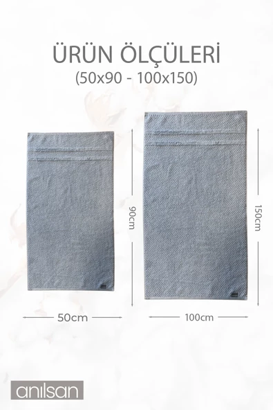 2'li Jakarlı Havlu Seti %100 Pamuk - 1 Adet El Havlusu 50x90 ve 1 Adet Banyo Havlusu 100x150 - 3