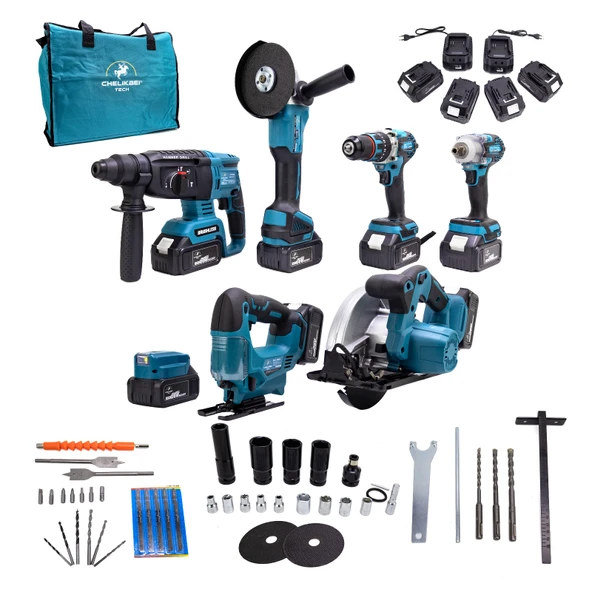 CHELİKBEİ YEDİLİ SET (POWERBANK&LED+ Ş.Hilti+Ş.spral+S.Sıkma+13mm Ç.Mandren+Ş.Dekupaj+Sunta Kesme) - 2