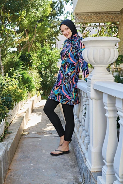 Ruko Maio 23147-3 Kadın Balıkçı Yaka Tam Tesettür Mayo - 4