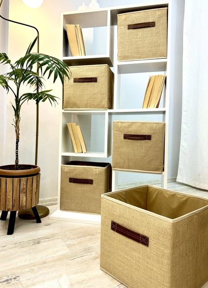 Jüt Kapaksız Dolap İçi Çamaşır Oyuncak Düzenleyici Katlanır Saklama Kutusu Organizer 30x30x30 cm - 2