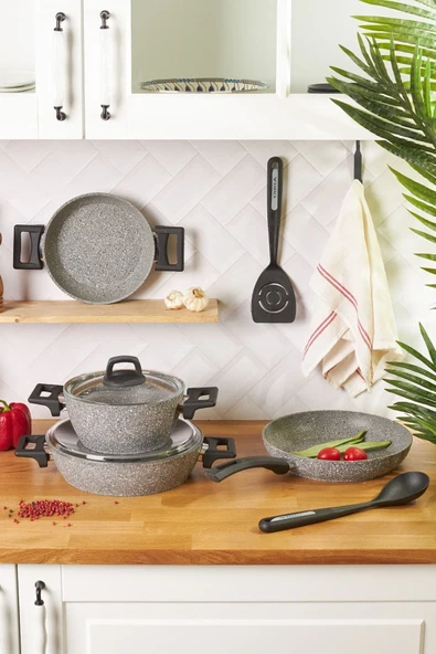 Karaca Biogranit Stella 8 Parça Servis Hediyeli Tencere Seti Gri - 2