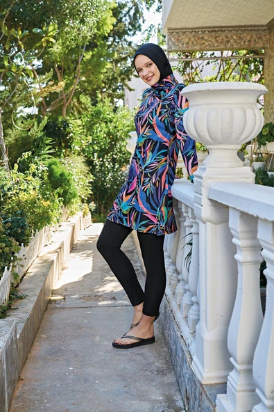 Ruko Maio 23147-3 Kadın Balıkçı Yaka Tam Tesettür Mayo