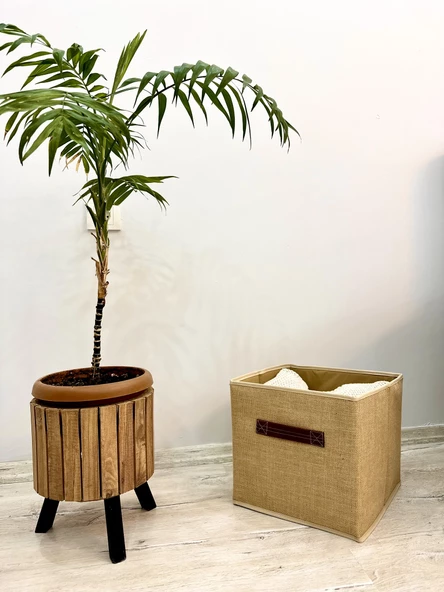 Jüt Kapaksız Dolap İçi Çamaşır Oyuncak Düzenleyici Katlanır Saklama Kutusu Organizer 30x30x30 cm - 5