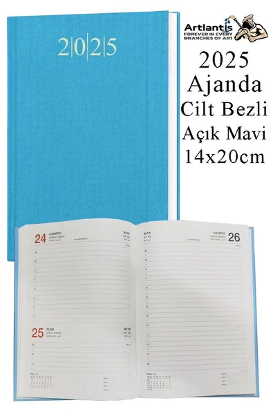 2025 Ajanda 14x20 cm Çizgili Cilt Bezli Dikişli 1 Adet Günlük Planlayıcı Cilt Bezi Ciltli Ajanda 2025 Ofis Okul Büro