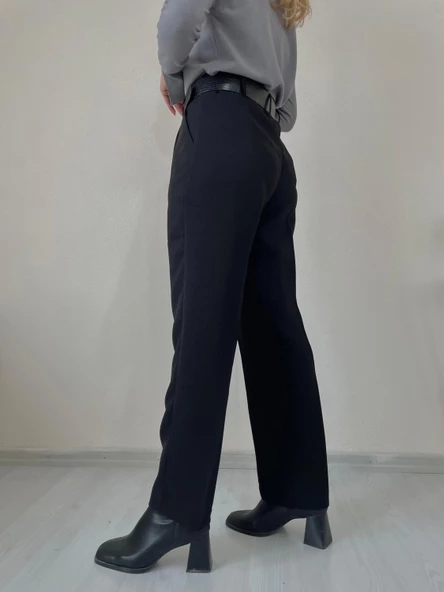 Kadın Kemerli Havuç Pantolon Siyah - Resim 3