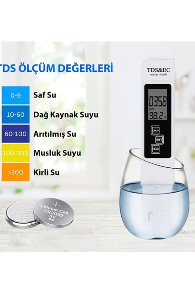 Alfalink Dijital TDS ve EC Termometreli Su Kalite ve iletkenlik Ölçüm Cihazı pH Değeri Sıcaklık - Resim 2