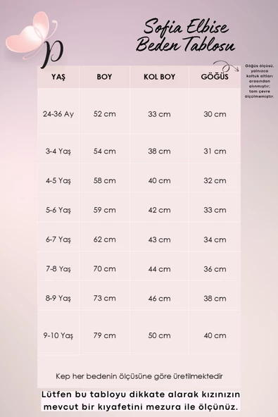 Kız Çocuk Pembe Sofia Pamuklu Fiyonk Detaylı Elbise Kep Abiye Takım - Resim 4