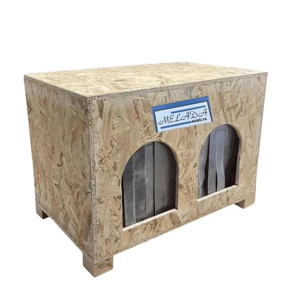 Reyo Kedi Evi Dış Ortam Uygun Ahşap Kedi Evi Double OSB 61x41x36 cm Bölmeli