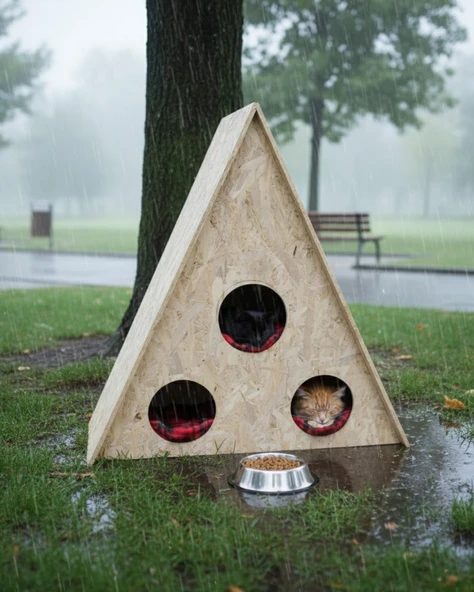 Reyo Kedi Evi Dış Ortam Uygun Ahşap Kedi Evi OSB 78x76x35 cm - CAT21 ürün görseli 1