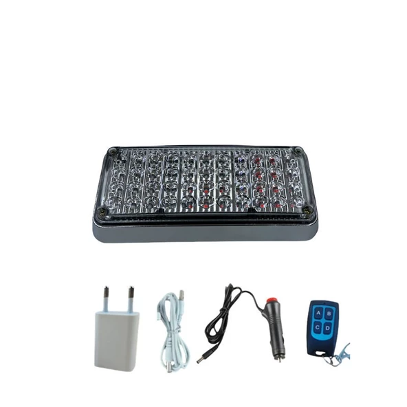 Space Tepe çakar lamba 44led  kırmızı-mavi kumandalı / LAPA119