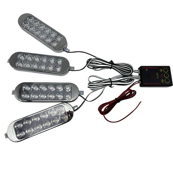 Space Flaş lamba 4lü set kumandalı kırmızı-mavi 12-50v / LAPA213
