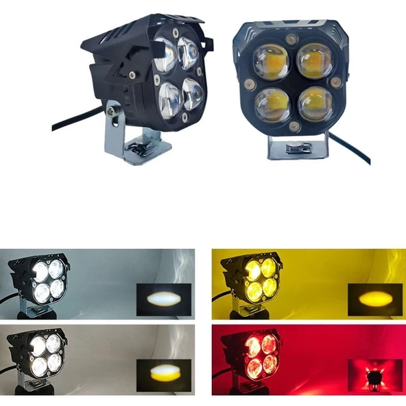 Space Space Offroad sis lambası 7.8 x 7.8 x 7.1cm kırmızı gündüz ledli çakarsız 12-60v set/  LASS366-1