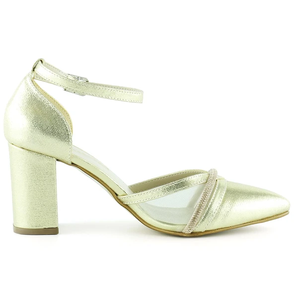 Erkan Saçmacı Molly Dore Taşlı Fileli Kalın Topuklu Ayakkabı - Resim 2