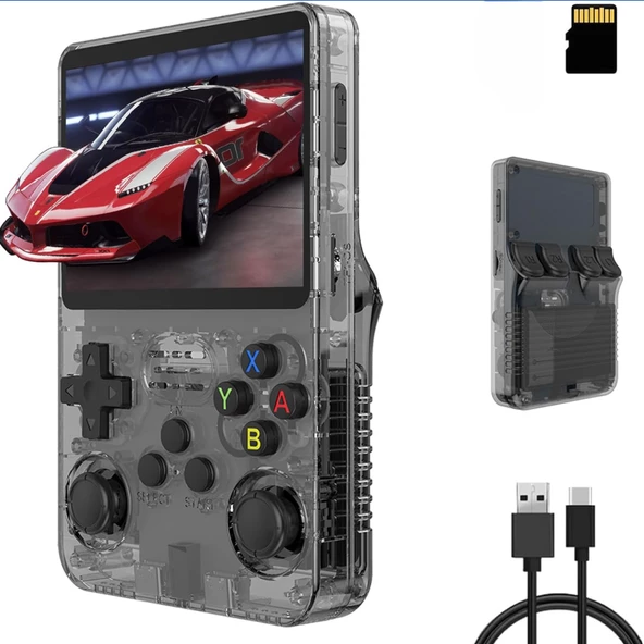 QASUL R36S Retro 3.5 inç IPS ekran elde kullanılır oyun konsolu açık kaynak Linux sistemi 64GB 15000 + oyunlar cep Video oynatıcı SİYAH - 6