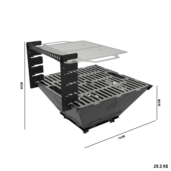Kamp Ayısı® FireNest™: Grand 3mm Karbon Çelik Ateş Çukuru & Mangal | Su Geçirmez Özel Çantalı - 6
