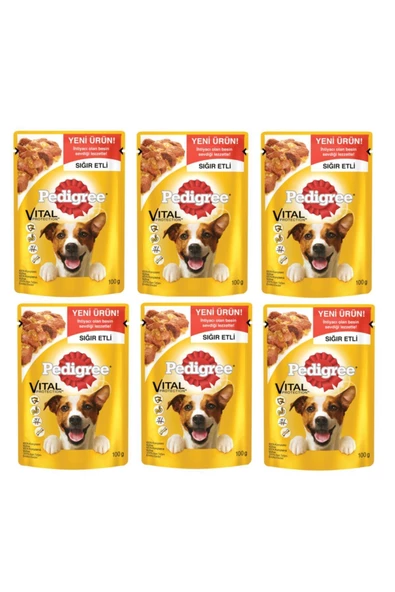 Pouch Yetişkin Sığır Etli Köpek Maması 100 Gr X6 Adet