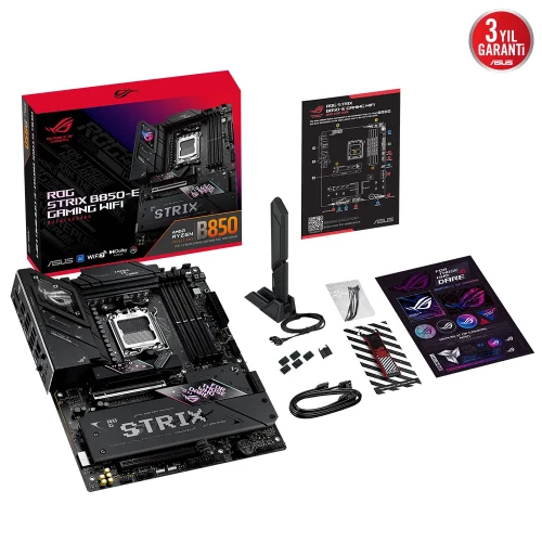 ASUS ROG STRIX B850-E GAMING WIFI, 4xDDR5, 5x M2, HDMI, DP, 2xType-C, Wi-Fi 7, Bluetooth v5.4, AMD Ryzen 9000 Serisi, AM5 Soket Anakart - 4