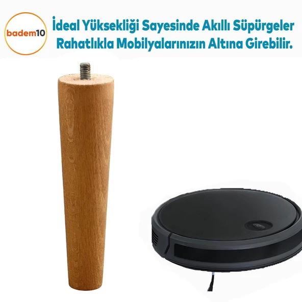 4'lü Set Ahşap 15 cm Mobilya Koltuk Kanepe Sehpa Masa Ayağı Ayakları M8 Civatalı Bağlantı Aparatlı - 11