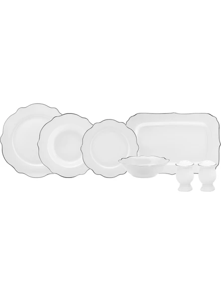 Karaca Daisy Platinium Wave Shape Kayık Tabaklı 27 Parça 6 Kişilik Porselen Yemek Takımı - 4