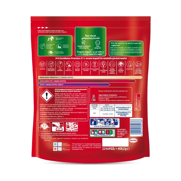 Pril Excellence Premium 5'i 1 Arada 22 Kapsül - 3