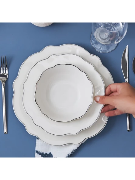 Karaca Daisy Platinium Wave Shape Kayık Tabaklı 27 Parça 6 Kişilik Porselen Yemek Takımı - 3