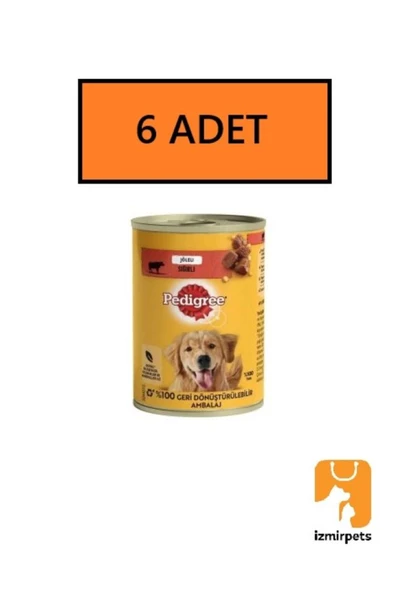 Sığır Etli Biftekli Konserve Yaş Köpek Maması 400 Gr x 6 Adet