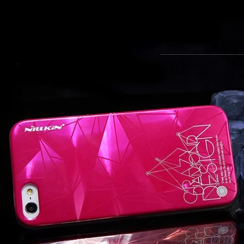 Apple iPhone SE/5S/5 Nillkin Marka Sert Kauçuk Kılıf (3D Shadow) - Koyu Pembe - Resim 2