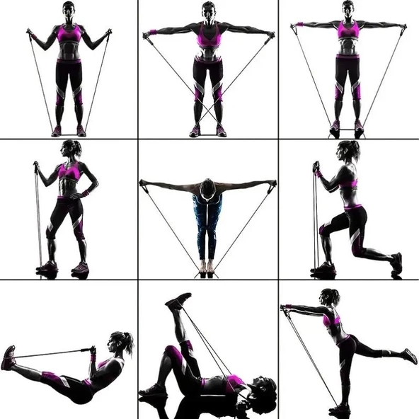 Valkyrie 11 Parça Latex Direnç Lastiği Seti Yoga Pilates Fitness Egzersiz Direnç Bandı - 2