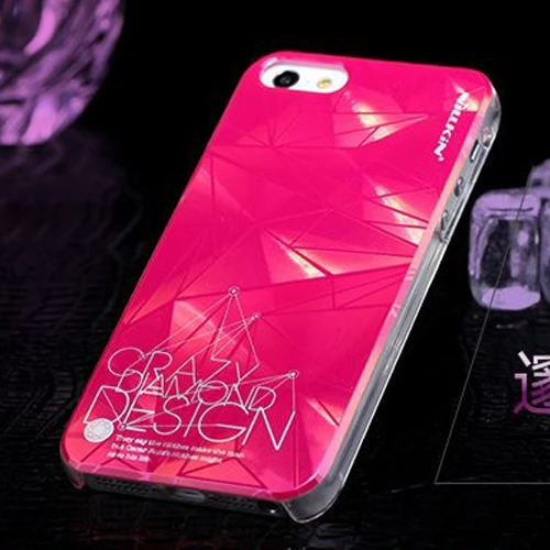 Apple iPhone SE/5S/5 Nillkin Marka Sert Kauçuk Kılıf (3D Shadow) - Koyu Pembe - Resim 3