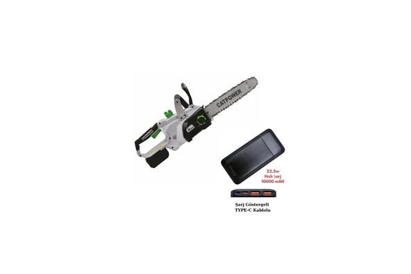 Catpower 2096- Ağaç Kesme Akülü Makina 18V 25 Cm 4.0 Ah+Akdeniz Taşınabilir Şarj Cihazı (Model: S125Q)