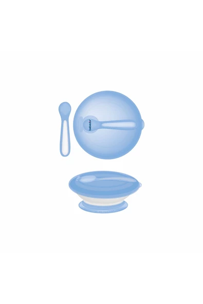 Bebedor Vakumlu Tabak ve Kaşık Seti Mavi 8557