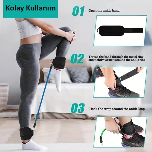 Valkyrie 6 Parça Popo Baldır Kalça Egzersiz Seti Bacak Direnç Tansiyon Lastiği Pilates Yoga Destekleyici - 5