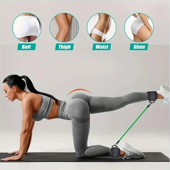 Valkyrie 6 Parça Popo Baldır Kalça Egzersiz Seti Bacak Direnç Tansiyon Lastiği Pilates Yoga Destekleyici - 3