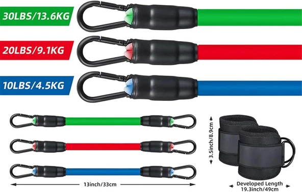 Valkyrie 6 Parça Popo Baldır Kalça Egzersiz Seti Bacak Direnç Tansiyon Lastiği Pilates Yoga Destekleyici - 2