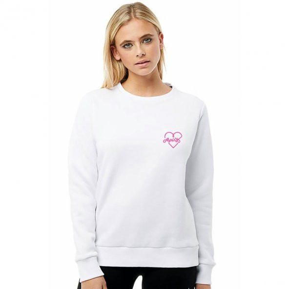 K Pop Korece Idol Apinxs K Baskılı Beyaz Kadın Örme Sweatshirt Uzun kol