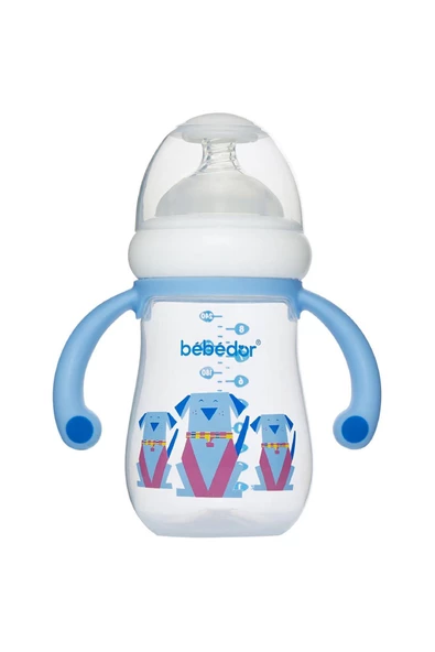 Bebedor Antikolik Geniş Ağız Kulplu Biberon 240ml Mavi 99322